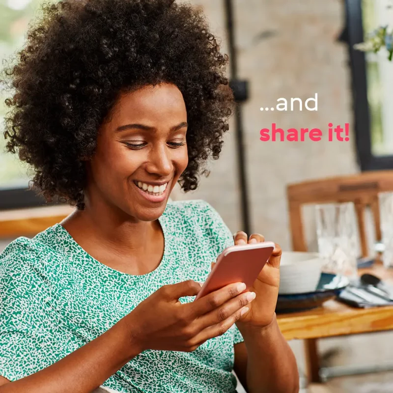 Woman sharing her happiness via mobile